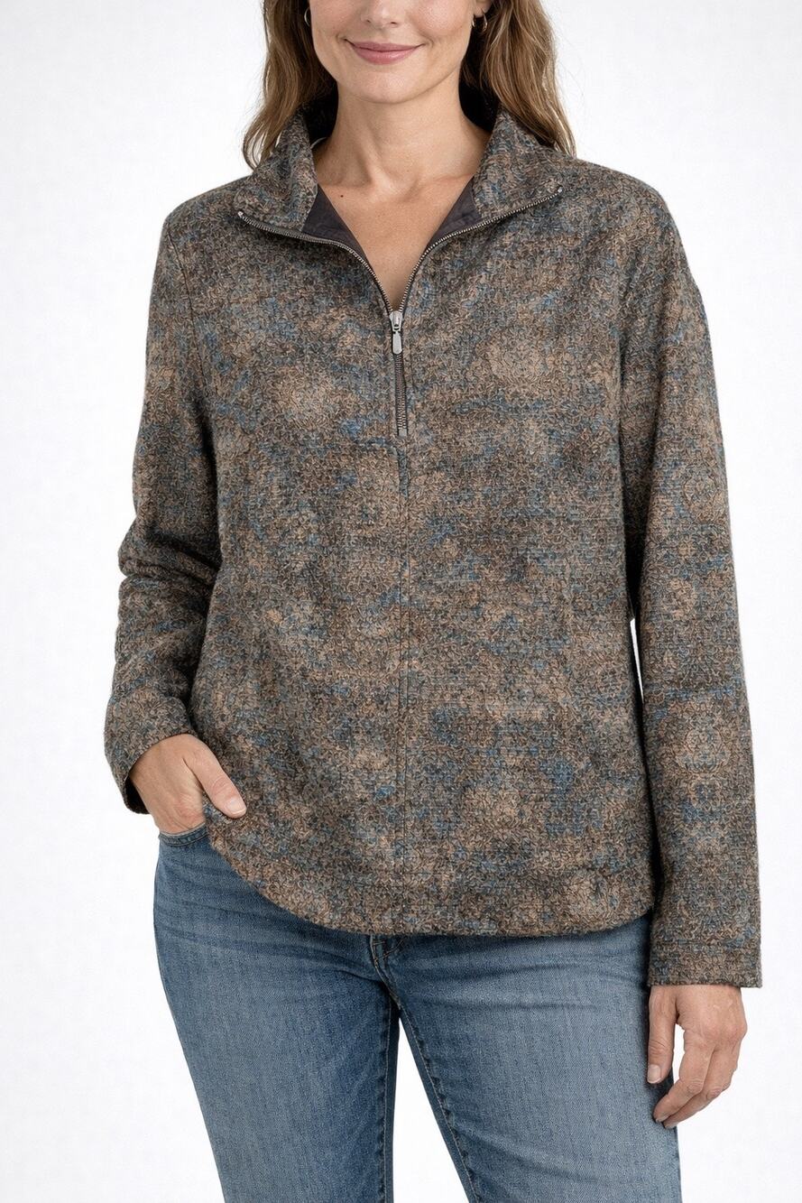 Coldwater Creek Full Zip Blazer Jacket Floral Embroidered Tapestry Womens 1x